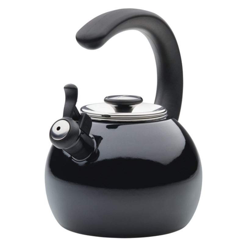 Circulon Enamel on Steel Whistling Teakettle/Teapot With Flip-Up Spout, 2 Quart - Black - Image 1