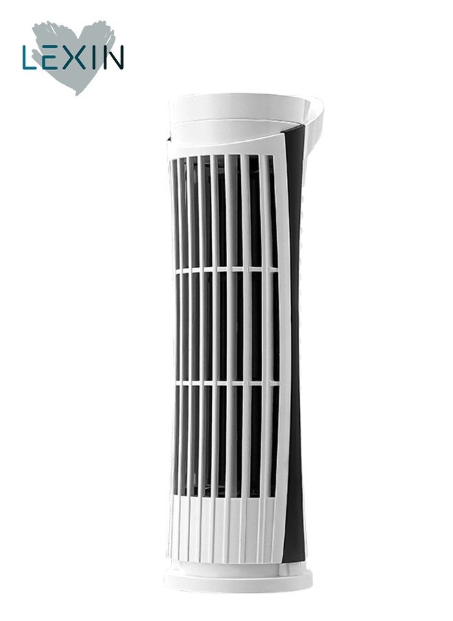 LEXIN Oscillating Table Fan with Night Light, Table Tower Air Conditioning Fan, Quiet Tower Fan, 10 Inch Floor Standing Fan Powerful for Home and Office, White  - Image 1
