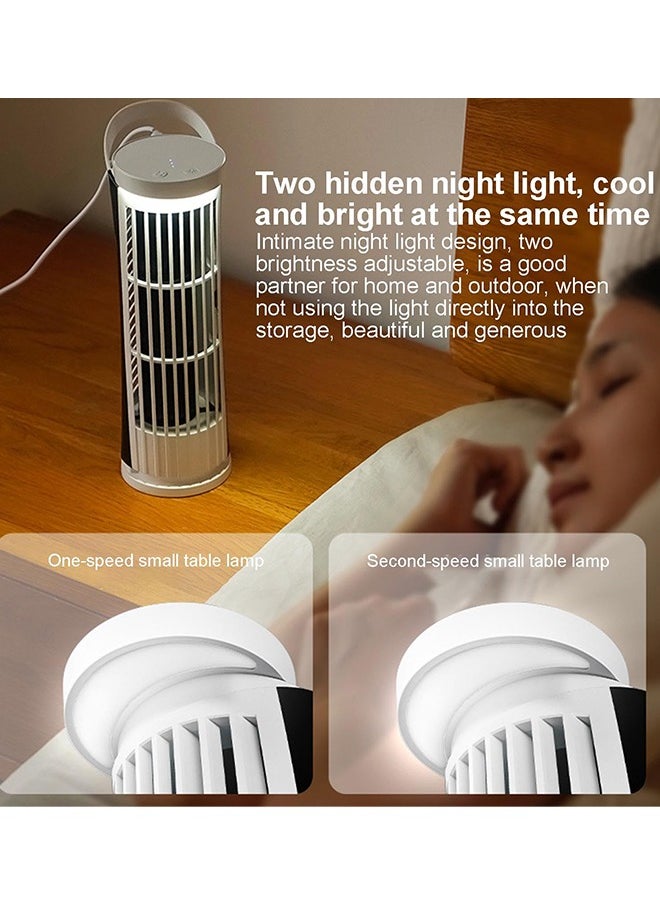 LEXIN Oscillating Table Fan with Night Light, Table Tower Air Conditioning Fan, Quiet Tower Fan, 10 Inch Floor Standing Fan Powerful for Home and Office, White  - Image 5