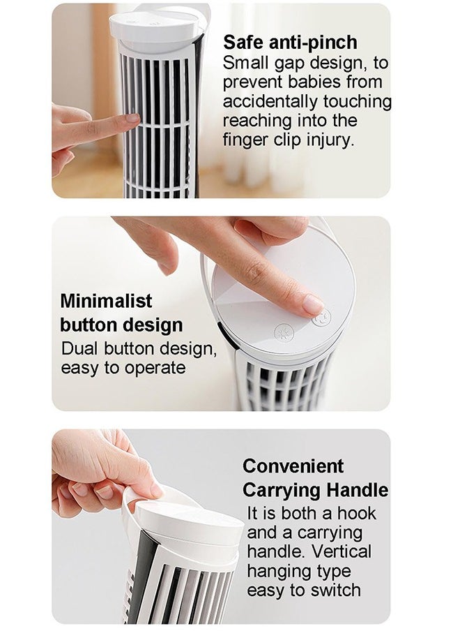 LEXIN - Oscillating Table Fan with Night Light, Table Tower Air Conditioning Fan, Quiet Tower Fan, 10 Inch Floor Standing Fan Powerful for Home and Office, White - Image 1