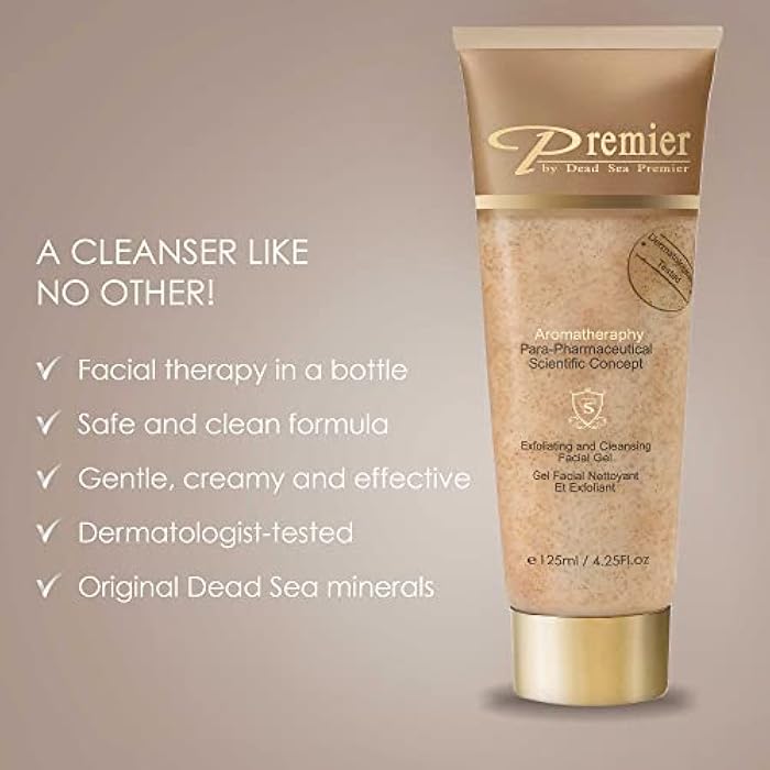 Premier Dead Sea Classic Para-Pharmaceutical Exfoliating Cleansing, Micro Grains Face Facial Gel Cleanser scrub Contains Dead Sea Minerals, non drying, Aromatherapy Scientific Concept 4.25Fl oz (X1) - Image 2
