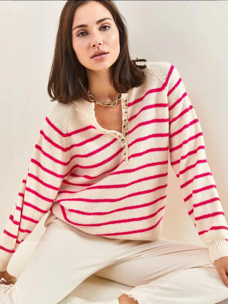 Bianco Lucci LUCCI Striped Knitwear Sweater