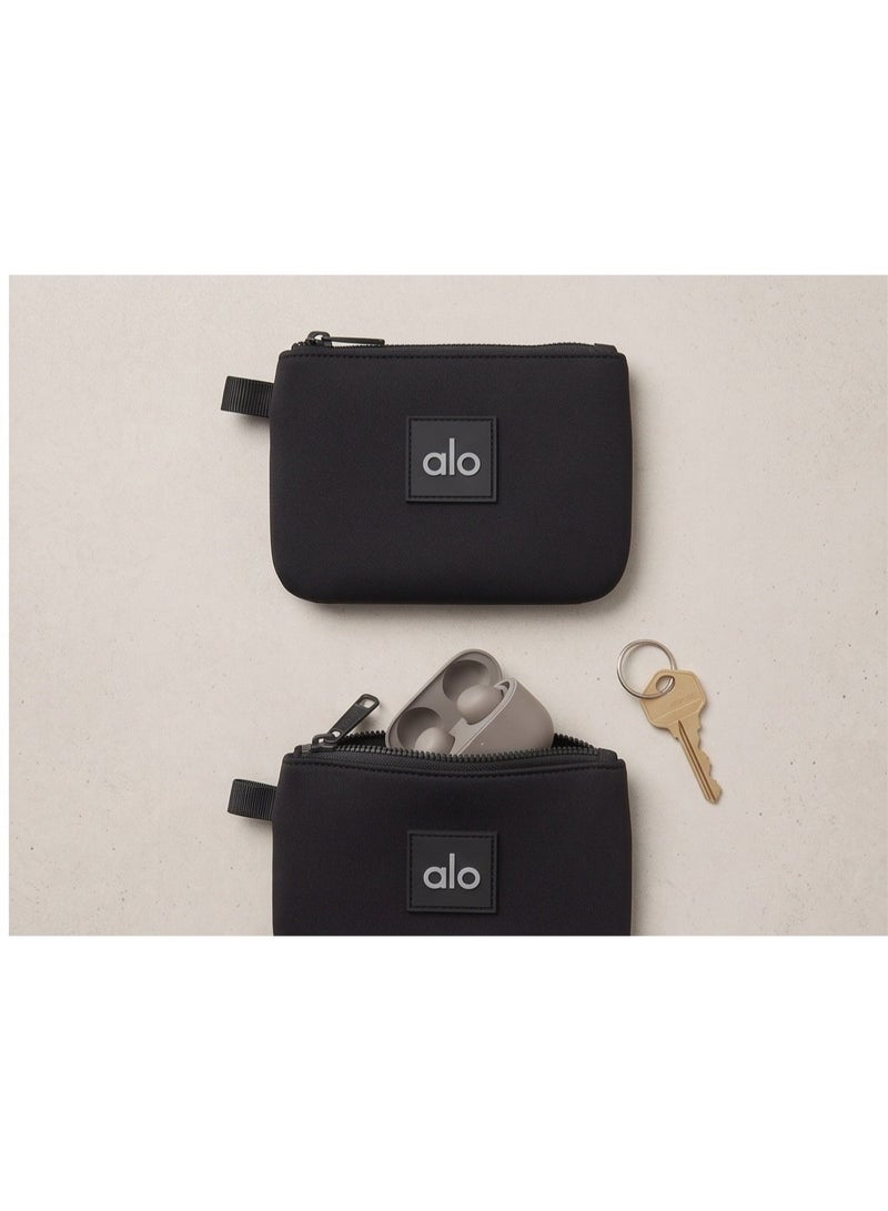 Alo Minimalist Neoprene Zipper Pouch Wallet – Compact & Lightweight EDC Coin Purse, Portable Storage Bag for Keys, Cards, Earbuds & Travel Essentials – Black - Image 5