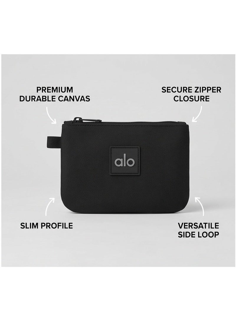 Alo Minimalist Neoprene Zipper Pouch Wallet – Compact & Lightweight EDC Coin Purse, Portable Storage Bag for Keys, Cards, Earbuds & Travel Essentials – Black - Image 3
