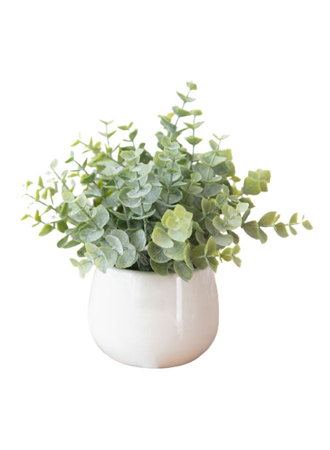 إسكدنيا نبات صناعي دائري أخضر/أبيض - Image 1
