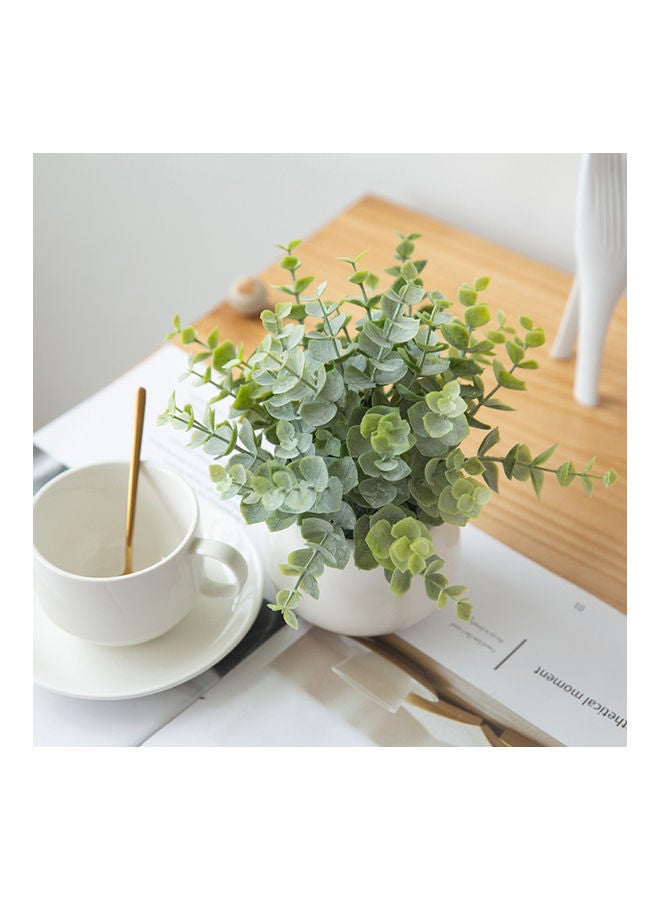 إسكدنيا نبات صناعي دائري أخضر/أبيض - Image 3