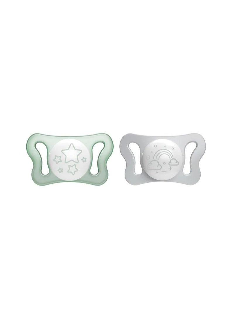 Chicco Physio Micrò Glow in the Dark Pacifier 0-2m Green/Grey x2 - Image 4
