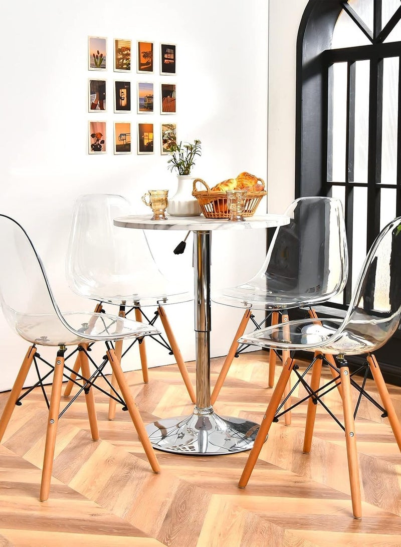 Taimi Set of 4 Modern Transparent Plast Style Plastic Dining Chair Mid Century Modern DSW Chair, Shell Lounge Plastic Chair with Natural Wooden Legs for Office, Kitchen, Dining, Bedroom, Living Room Side Chair Clear - Image 4