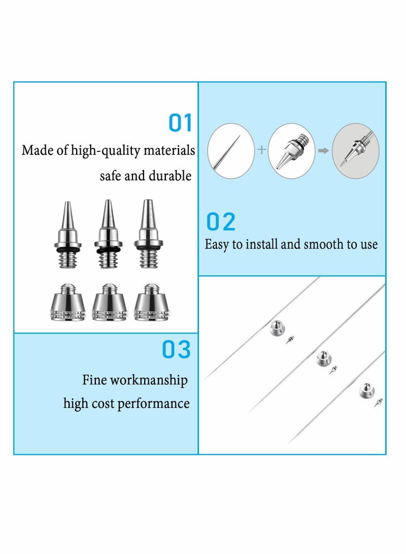 Airbrush Nozzle Needle Cap Kit with Wrench Replacement Parts for Spray Gun Sprayer Accessories, 0.2 mm, 0.3 0.5 mm 10 Pieces - Image 4