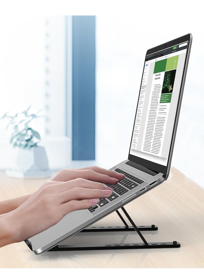 Bukela Laptop Stand Foldable, Laptop Holder Ventilated Desktop Cooling Stand 7 Levels Adjustable Aluminum Notebook Riser for MacBook Pro/Air, HP, Lenovo, Sony, Dell, More 10-15.6” Laptops  - Image 2