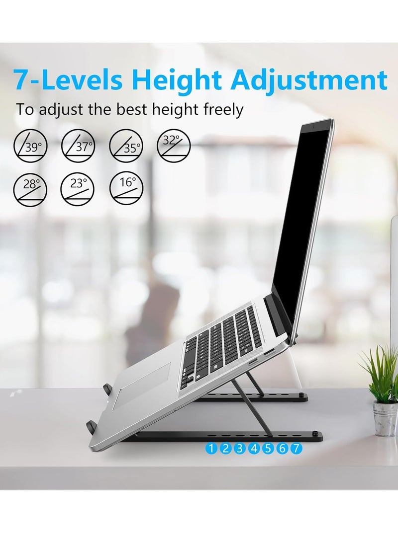 Bukela Laptop Stand Foldable, Laptop Holder Ventilated Desktop Cooling Stand 7 Levels Adjustable Aluminum Notebook Riser for MacBook Pro/Air, HP, Lenovo, Sony, Dell, More 10-15.6” Laptops  - Image 3