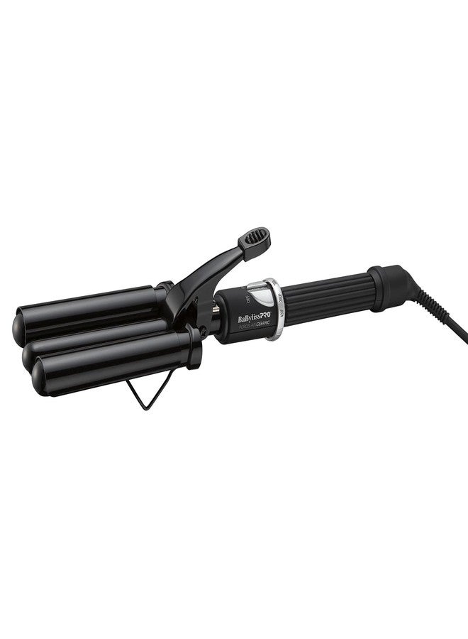 BabylissPRO Porcelain Ceramic Triple Barrel Waver, Black - Image 1