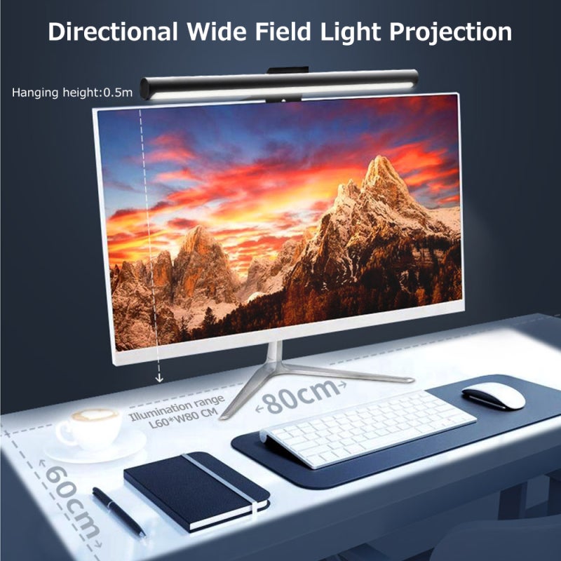USB Screen Lamp 6W Black Asymmetric Light Design - 3 Color Temperatures 2700K-5000K Stepless Dimming Screen Hanging Lamp for Desktop Space - Image 5
