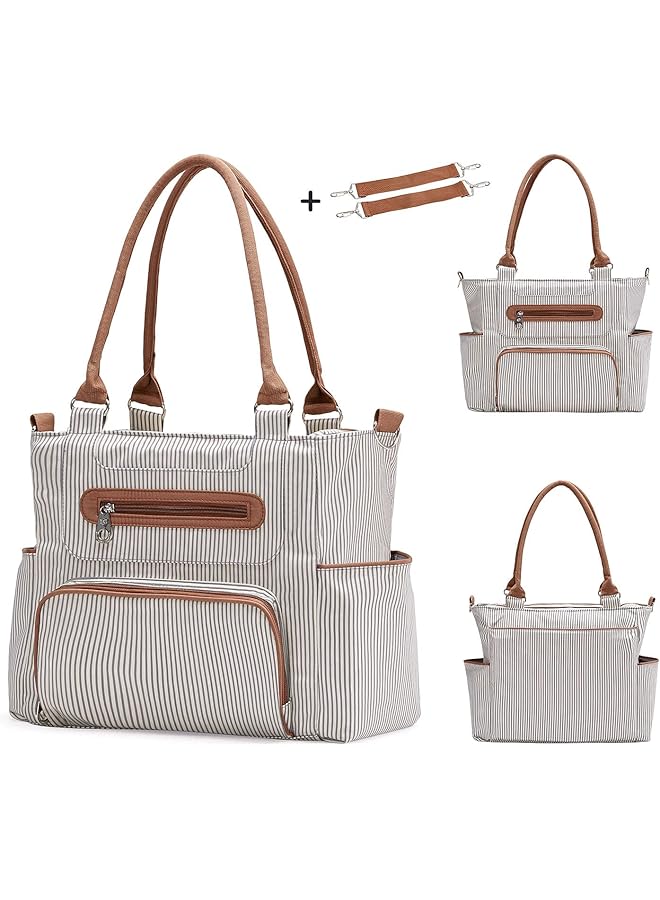 erorex Diaper Bag Tote 6 Piece Set Multilayered Fabrics Baby Nappy And Diaper Bag With Stroller Hook - Image 5