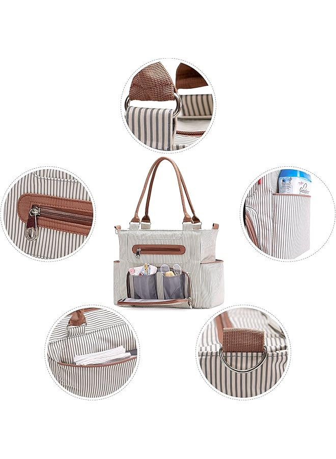 erorex Diaper Bag Tote 6 Piece Set Multilayered Fabrics Baby Nappy And Diaper Bag With Stroller Hook - Image 2