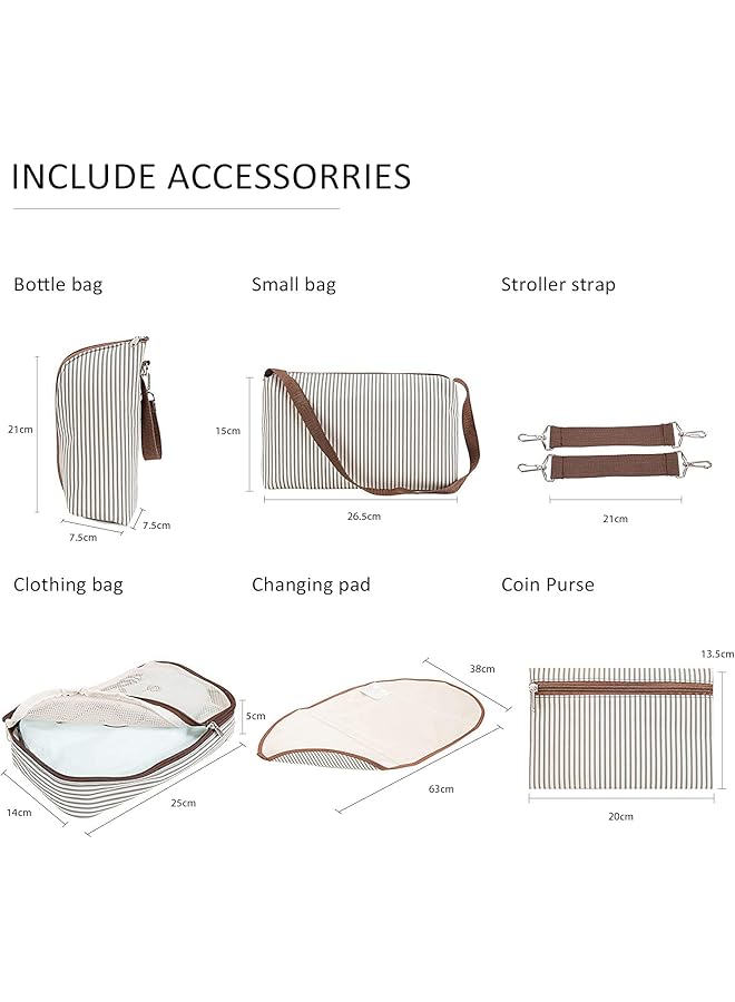 erorex Diaper Bag Tote 6 Piece Set Multilayered Fabrics Baby Nappy And Diaper Bag With Stroller Hook - Image 3