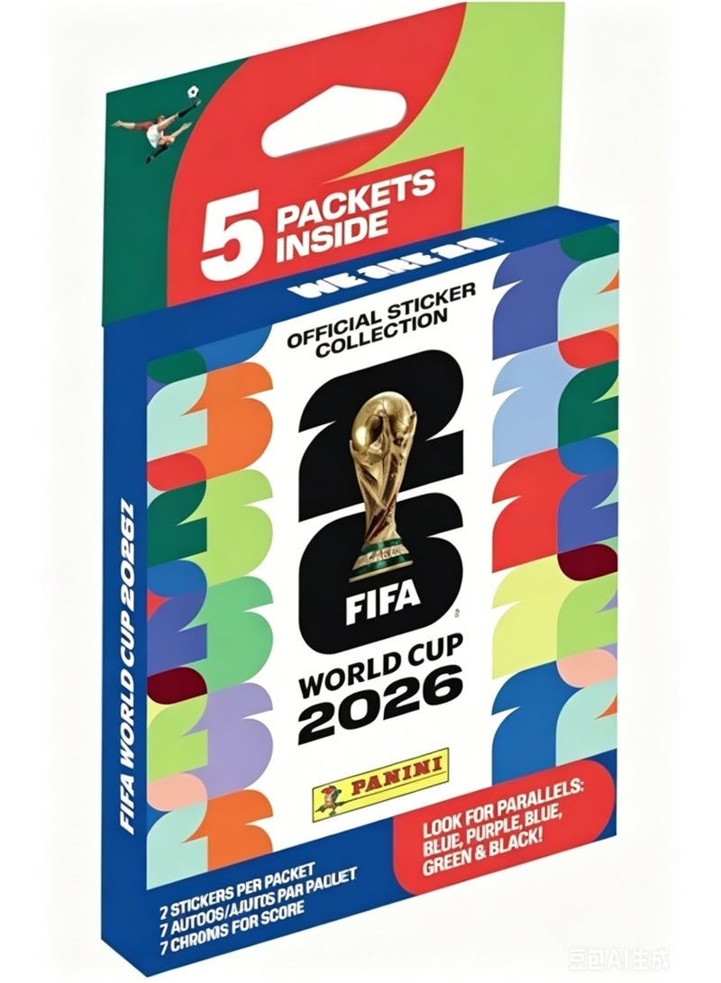 2026  FIFA World Cup Sticker Collection – 5 Official Packs with Parallel Inserts – Licensed Tournament Set