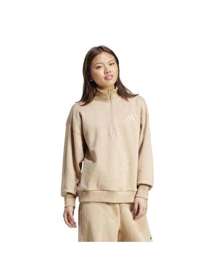 Adidas W All Szn Qz Brown Training Sweatshirts For Women L - Image 4