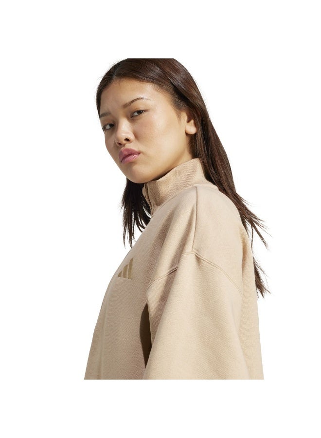 Adidas W All Szn Qz Brown Training Sweatshirts For Women L - Image 5