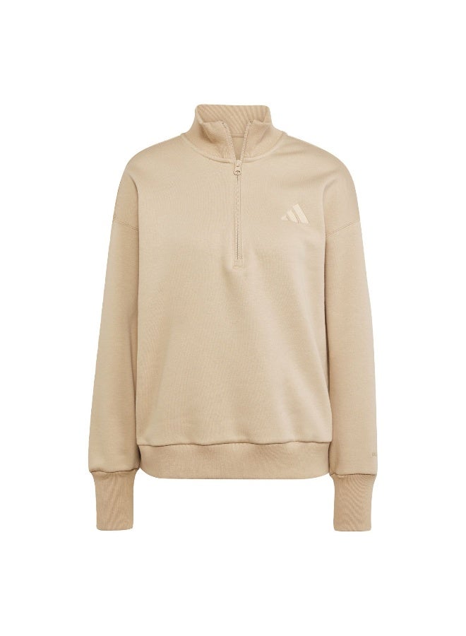 Adidas W All Szn Qz Brown Training Sweatshirts For Women L - Image 1