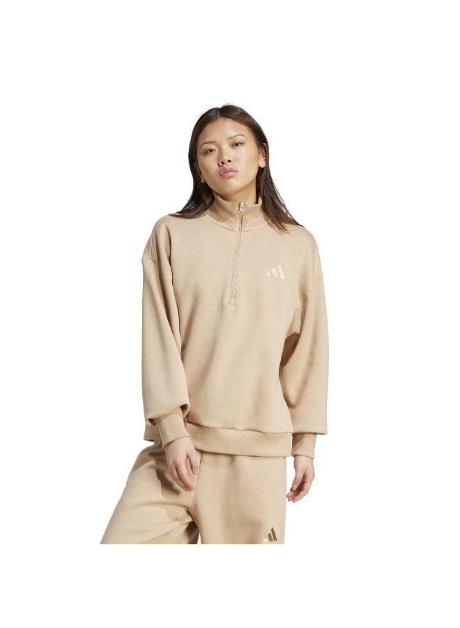 Adidas W All Szn Qz Brown Training Sweatshirts For Women L - Image 2