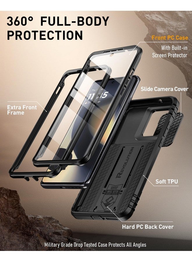 POETIC Poetic Revolution Case for Motorola Moto Edge 2024 [Not for 2023 Version], [Slide Camera Cover], Full-Body Military Grade Rugged Shockproof Cover with Kickstand and Built-in-Screen Protector, Black  - Image 2