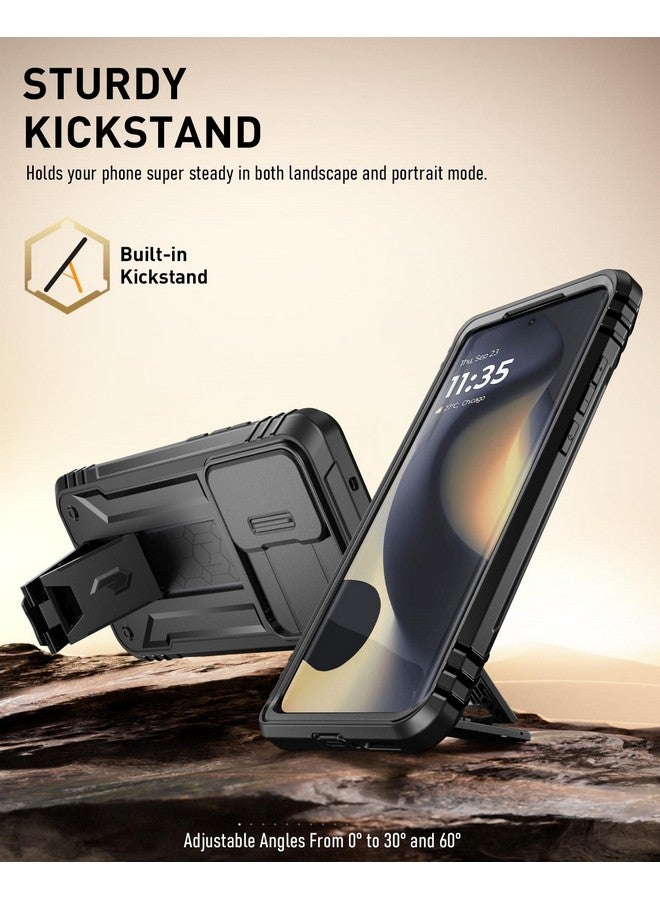 POETIC Poetic Revolution Case for Motorola Moto Edge 2024 [Not for 2023 Version], [Slide Camera Cover], Full-Body Military Grade Rugged Shockproof Cover with Kickstand and Built-in-Screen Protector, Black  - Image 3