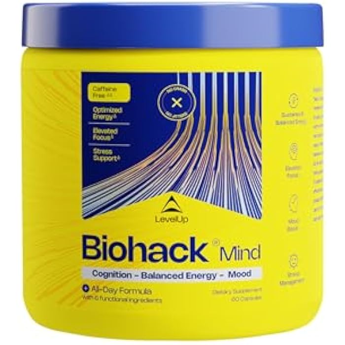 LevelUp Biohack Mind - Nootropic Brain Supplement for Men & Women | Balanced Energy, Focus, Mood & Stress Optimization with Ashwagandha, Lion's Mane, Alpha GPC, Ginseng and More - 60 Count - Image 1