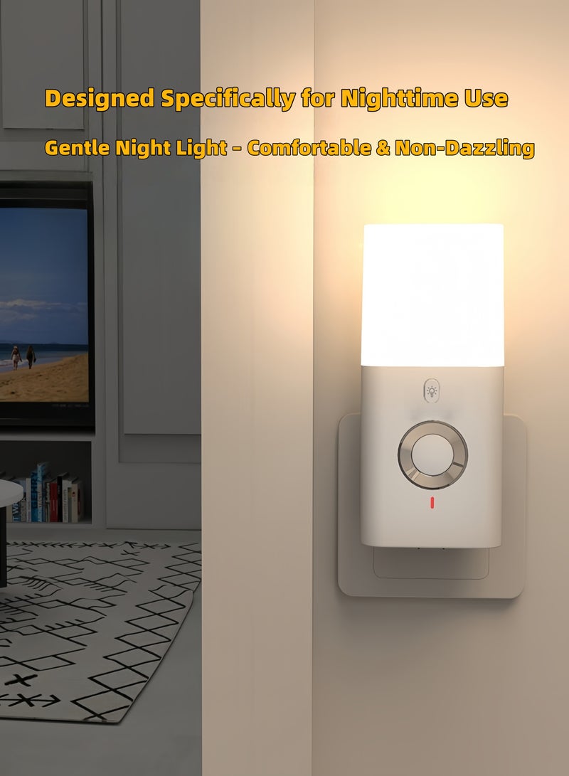 LAYRA Smart Night Light Plug in Wall with Light Sensor for Sleep Kids Hallway Toddler Beds Stairs Warm White Wireless Charging Flashlight UK Plug - Image 2