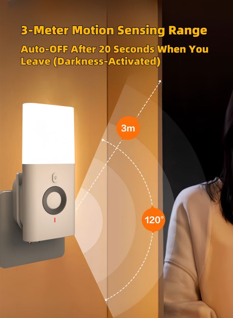 LAYRA Smart Night Light Plug in Wall with Light Sensor for Sleep Kids Hallway Toddler Beds Stairs Warm White Wireless Charging Flashlight UK Plug - Image 4