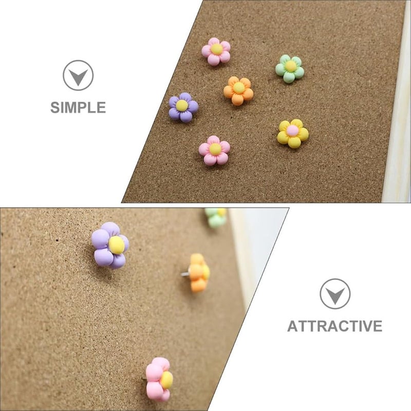 30Pcs Colorful Flower Shaped Thumb Tacks Decorative Push Pins for Cork Board Photo Wall Map Markers - Image 5