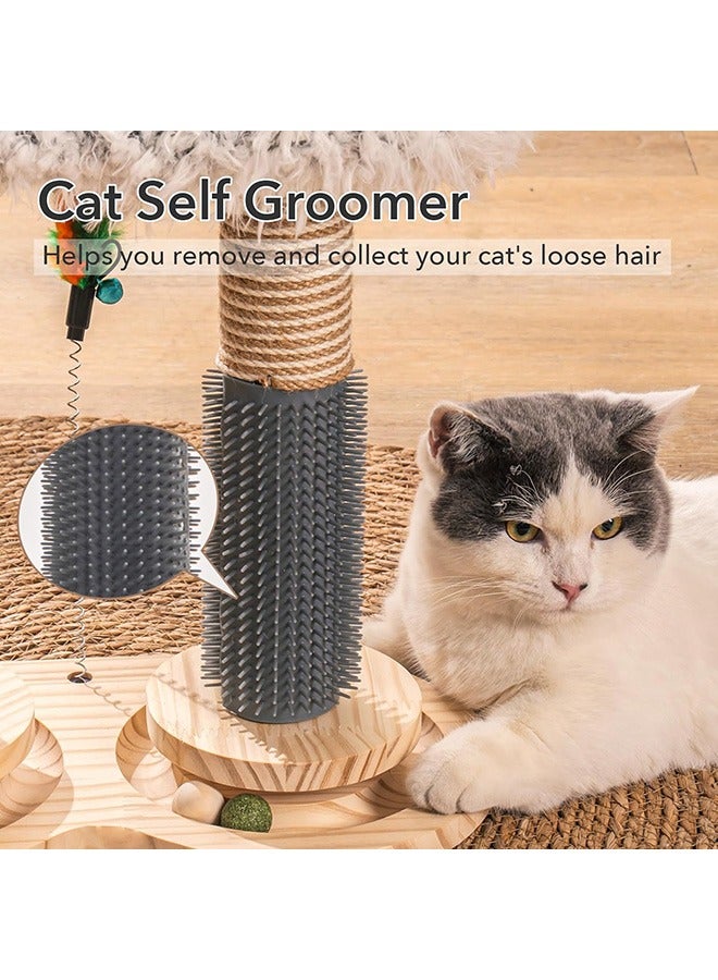 شو وو عمود خدش خشبي متعدد الوظائف 7 في 1 للقطط، ألعاب القطط، سرير القطط، شجرة القطط، لعبة متدحرجة للحيوانات الأليفة، لعبة مسار الكرة للقطط مع حبل السيزال، خدش القطط، مداعبة القطط، فرشاة تدليك - Image 5