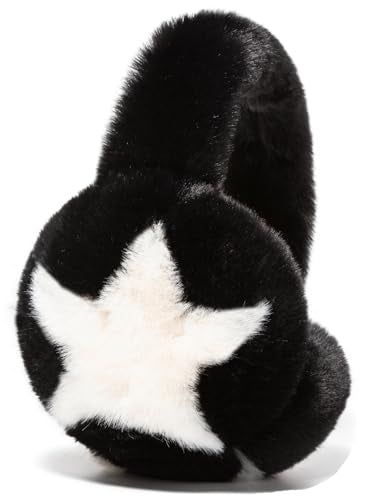 Bagkeak Fuzzy Earmuffs for Women Girls Foldable Trendy Star Pattern Ear Covers Plush Headband Outdoor Windproof Cute Ear Warmers - Image 1