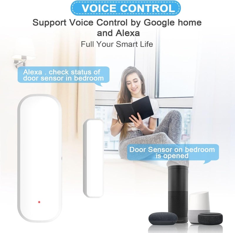 مستشعر باب/نافذة ذكي واي فاي، كاشف دخول لاسلكي مع تنبيهات فورية، يعمل مع Tuya/Alexa/Google Home، لا حاجة لمركز تحكم (عبوة واحدة) - Image 3