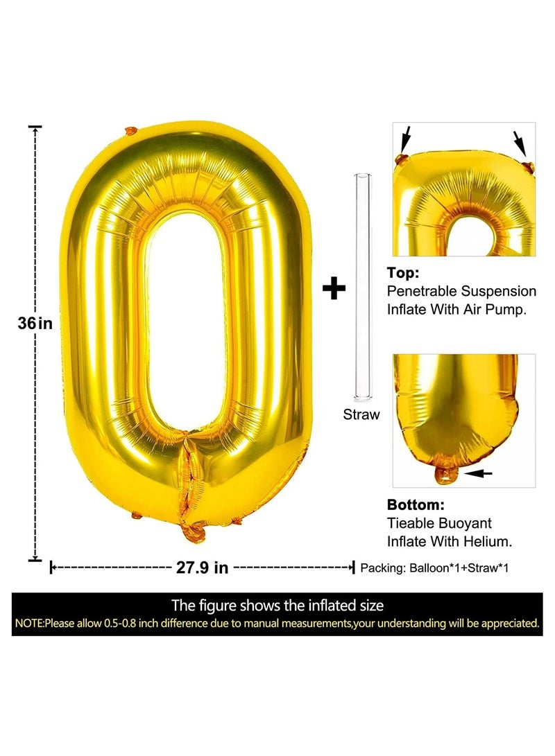 جولد إيدج بالونات هيليوم من رقائق معدنية على شكل حرف O ذهبي عملاق مقاس 32 بوصة، بالون مايلر كبير واحد، مستلزمات تزيين حفلات أعياد الميلاد وحفلات استقبال المولود (حرف O ذهبي) - Image 2