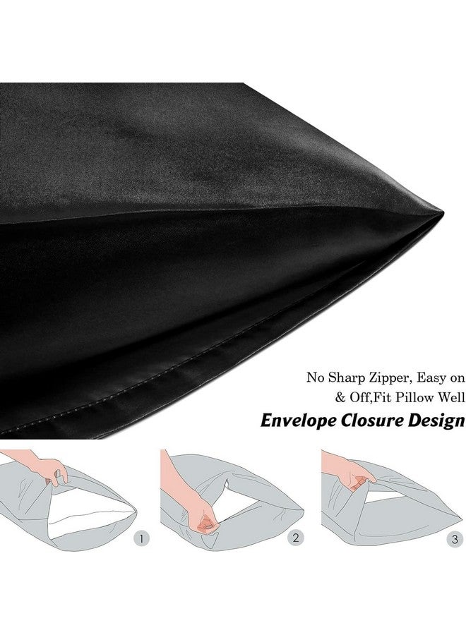 Rylan Pillow Cover RYLAN Satin Silk Pillow Cover for Hair and Skin 2 Piece with 3 Piece |Silk Pillow Covers with Envelope Closure end Design|Silk Pillow Cases 600 TC (Black) - Image 4