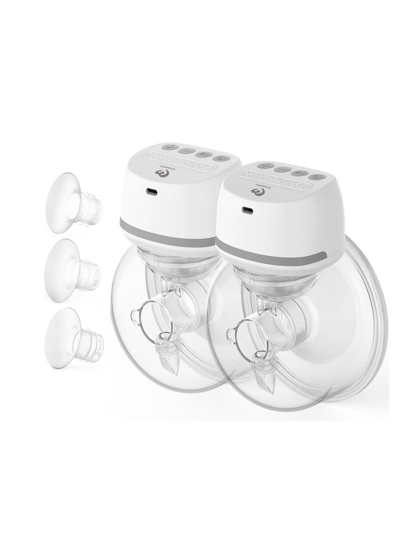 Bellababy Hands-Free Breast Pump Wearable Upgraded with 17mm, 19mm, 21mm Inserts, Touch Control LED Display Electric Breast Pump Portable Low Noise, 4 Modes & 9 Levels Suction, 24mm flange, 6 oz