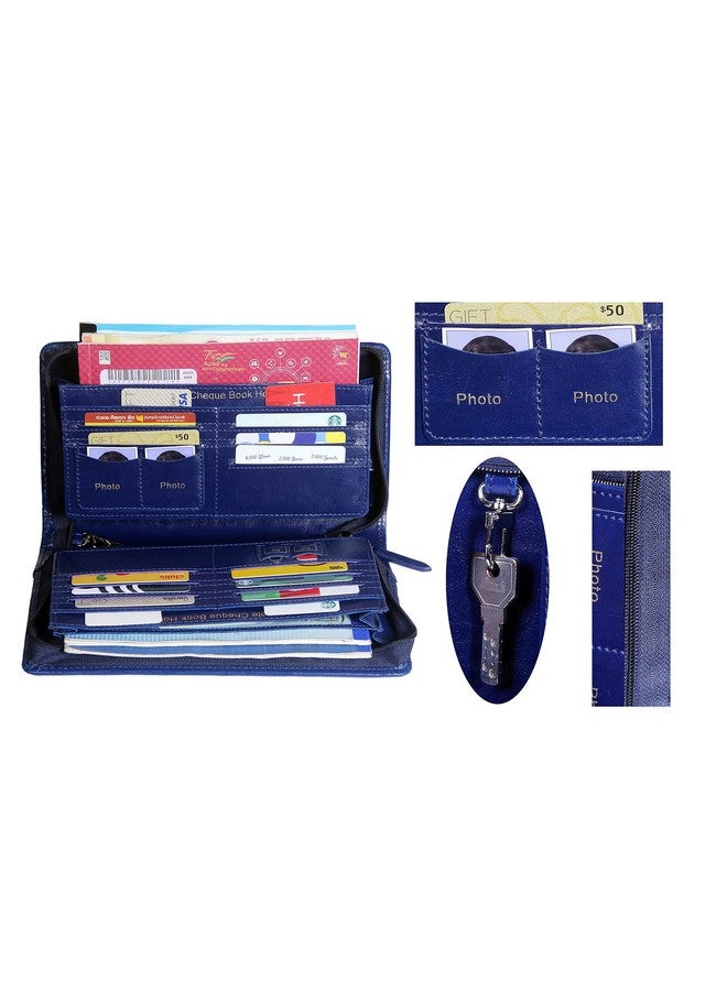 Sukeshcraft حامل دفاتر شيكات متعدد من سوكيش كرافت | يحمل حتى 8 دفاتر شيكات (ريكسين - أزرق) - Image 3