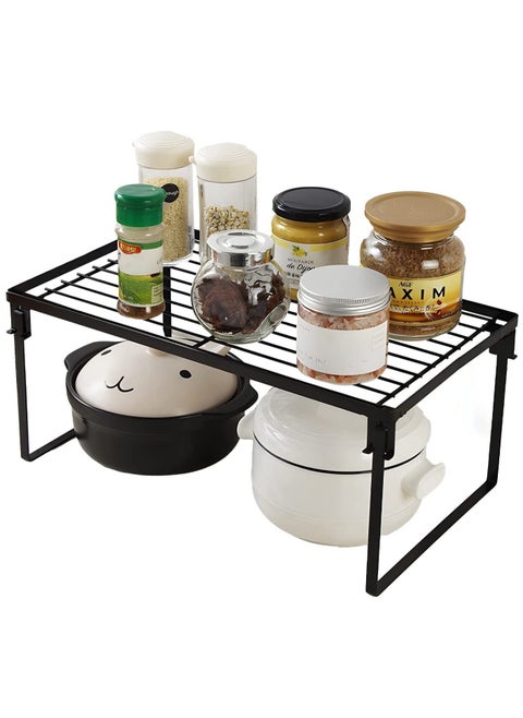 Storage Shelf Rack Rustproof Metal Wire Kitchen Cabinet Organizer Cupboard Spice Shelf Rack for Plate Dish Counter Office and Pantry Organization