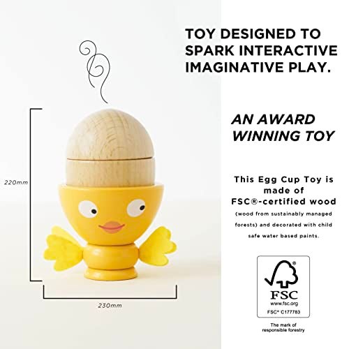 Le Toy Van - Wooden Honeybake 'Chicky Chick' Wooden Egg Cup Set | Pretend Food Kitchen Play Toy Set | Kids Role Play Toy Kitchen Accessories - Image 3