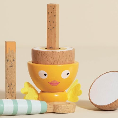Le Toy Van - Wooden Honeybake 'Chicky Chick' Wooden Egg Cup Set | Pretend Food Kitchen Play Toy Set | Kids Role Play Toy Kitchen Accessories - Image 5