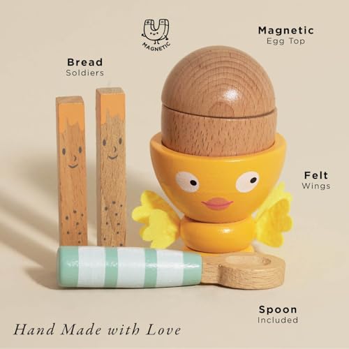 Le Toy Van - Wooden Honeybake 'Chicky Chick' Wooden Egg Cup Set | Pretend Food Kitchen Play Toy Set | Kids Role Play Toy Kitchen Accessories - Image 2