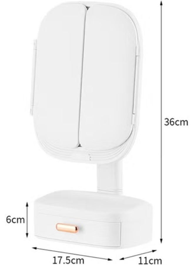 TIGER Tri-Fold LED Makeup Mirror with Adjustable Touch Screen – 3-Panel Magnification Vanity Mirror for Makeup and Skincare – Dual Power Options via USB or Battery – Portable Folding Design, 180° Rotation, Bright Natural Lighting for Tabletop Use - Image 2