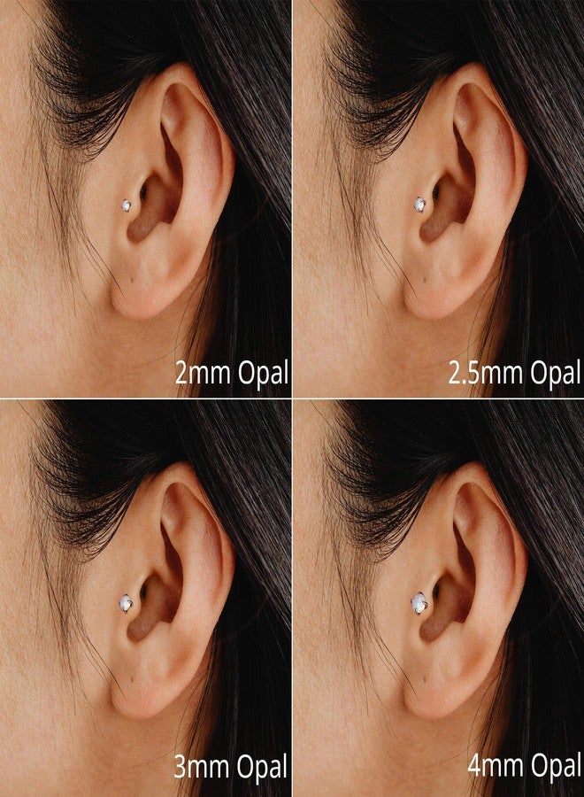 Lantine 18g 8mm Threadless Push in Nose Rings Studs Implant Grade F136 Titanium Flat Back 3mm Opal Stud Earrings Lip Labret Medusa Monroe Helix Daith Cartilage Tragus Conch Lobe Piercing Jewelry - Image 3