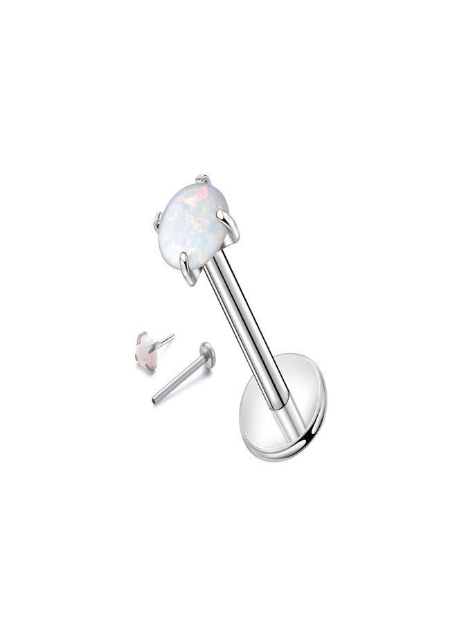 Lantine 18g 8mm Threadless Push in Nose Rings Studs Implant Grade F136 Titanium Flat Back 3mm Opal Stud Earrings Lip Labret Medusa Monroe Helix Daith Cartilage Tragus Conch Lobe Piercing Jewelry - Image 1
