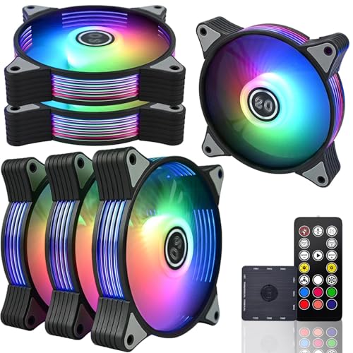 DS leddess DS 120MM Case Cooling Fan for Computer, Side LED Running Lights Effect, ARGB With Controller Kit (6Pack RGB Kit, G Series) - Image 1