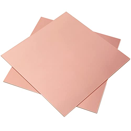 iteshuai 2 Pieces 99.9% Pure Copper Sheet, 4" x 4", 24 Gauge(0.5mm) Thickness, Film Attached Copper Plate, Great for Jewelry, Crafts, modelers - Image 1
