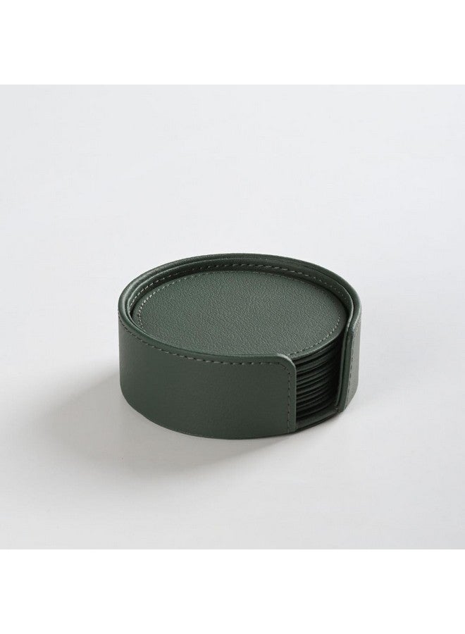 CASA BOTANICAL Leather Coasters - Tea Coaster - Dining Table Decor Accessories - Hot Pot Coasters Set of 6 - Cup Coasters for Kitchen, Dining Table, Office, Restaurant - Orange (Coater Green) - Image 4