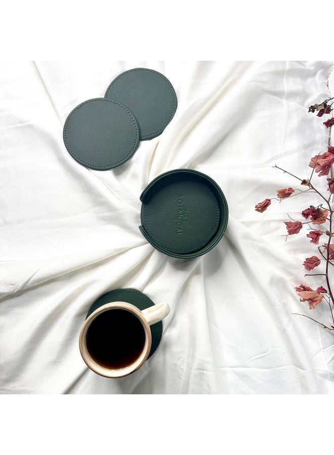 CASA BOTANICAL Leather Coasters - Tea Coaster - Dining Table Decor Accessories - Hot Pot Coasters Set of 6 - Cup Coasters for Kitchen, Dining Table, Office, Restaurant - Orange (Coater Green) - Image 5