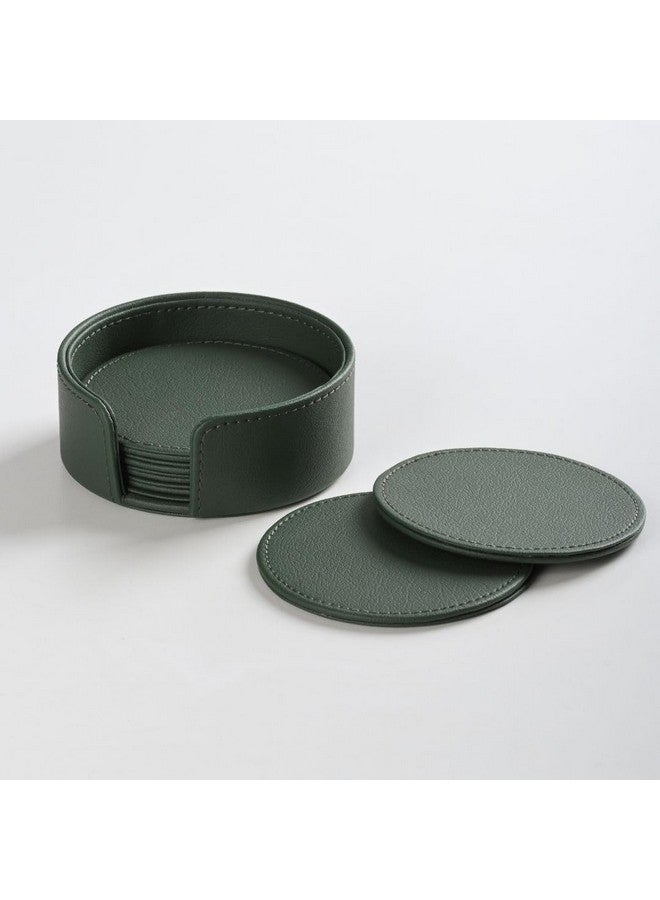 CASA BOTANICAL Leather Coasters - Tea Coaster - Dining Table Decor Accessories - Hot Pot Coasters Set of 6 - Cup Coasters for Kitchen, Dining Table, Office, Restaurant - Orange (Coater Green) - Image 3